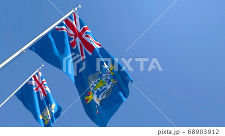 3D rendering of the national flag of South Georgia and the South Sandwich Islands waving in the wind 68903912
