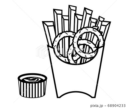 オニオンリングとフライドポテトのベクターイラスト フレンチフライのイラスト素材 68904233 Pixta