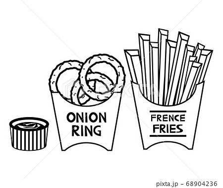 オニオンリングとフライドポテトのベクターイラスト フレンチフライのイラスト素材 68904236 Pixta