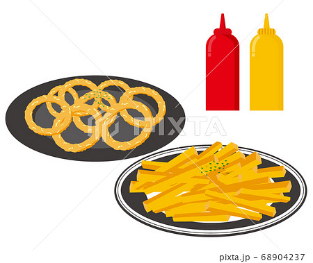オニオンリングとフライドポテトのベクターイラスト フレンチフライ オニオンリングとフライドポテトのベクターイラスト フレンチフライ 68904237