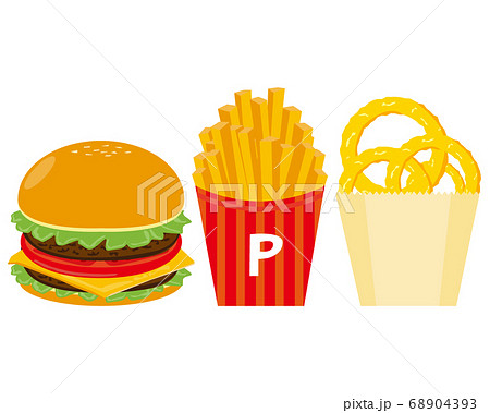 ハンバーガーとフライドポテトとオニオンリングのベクターイラスト ハンバーガーとフライドポテトとオニオンリングのベクターイラスト 68904393