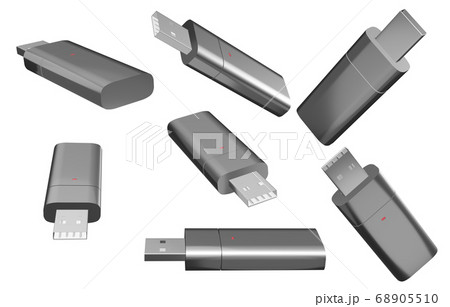 USB flash drive 3D illustrations isolated on white background.with Clipping Path ready to use for decoration. 68905510