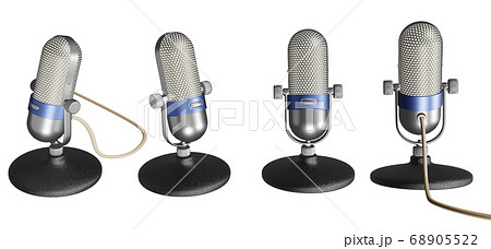 Old microphone 3D illustrations isolated on white background.with Clipping Path ready to use for decoration. 68905522