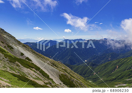 【北アルプス・立山】登山道から望む 富士山と北アルプス・南アルプスの山々 【北アルプス・立山】登山道から望む 富士山と北アルプス・南アルプスの山々 68906230