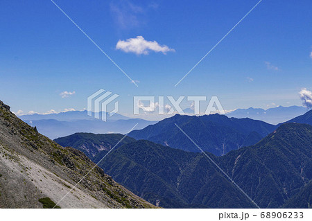 【北アルプス・立山】 登山道から望む 富士山と南アルプスの山々 【北アルプス・立山】 登山道から望む 富士山と南アルプスの山々 68906233