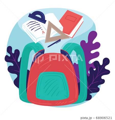 Satchel packed with school supplies, college or - Stock Illustration  [68906521] - PIXTA