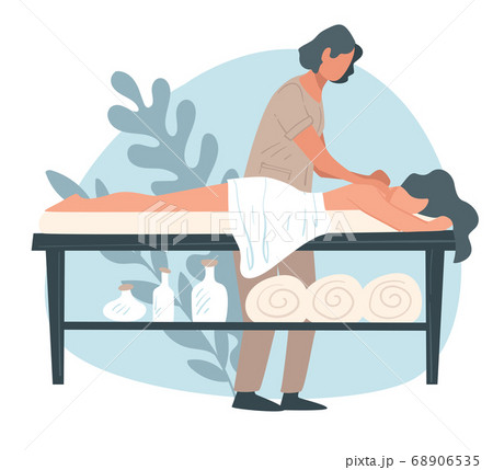 Back massage at spa center or salon, professional care 68906535