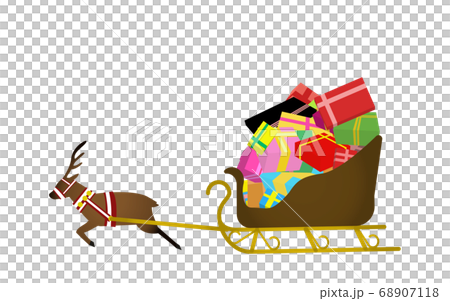 Reindeer carrying a present on a sled Reindeer carrying a present on a sled 68907118