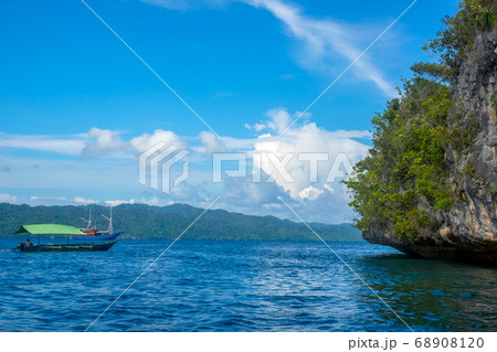 Green Rock in Indonesia and Pleasure Boats 68908120