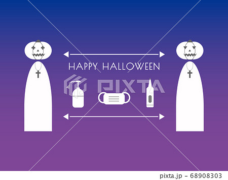 ハロウィン_コロナ感染予防対策_ジャックオーランタン(夕焼け)03 ハロウィン_コロナ感染予防対策_ジャックオーランタン(夕焼け)03 68908303