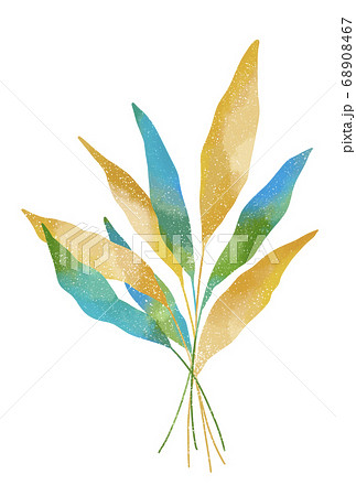 優しいタッチのグレビレアゴールドのイラストのイラスト素材