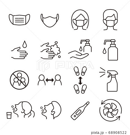 感染　予防　 マスク　アイコン 68908522