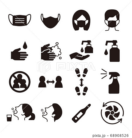感染　予防　 マスク　アイコン 68908526
