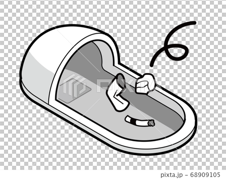 ゴミが捨てられている和式トイレのイラスト素材