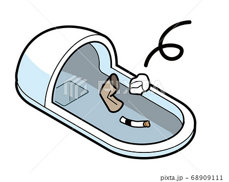 ゴミが捨てられている和式トイレのイラスト素材