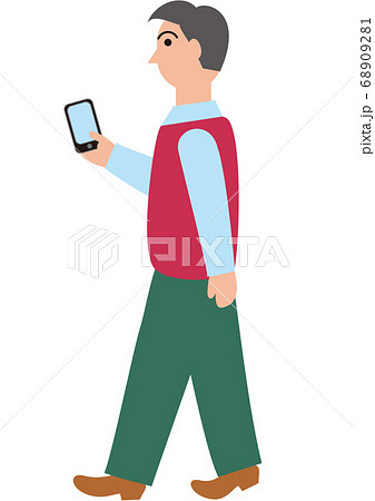 歩きスマホする男性のイラスト素材