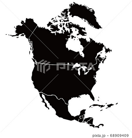 北アメリカ大陸の地図　シルエット