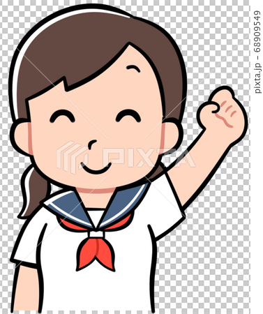 腕を上げる女の子のイラスト素材