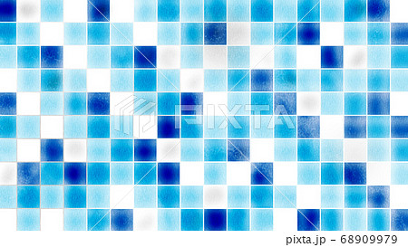 青いタイルの背景 ワイド のイラスト素材