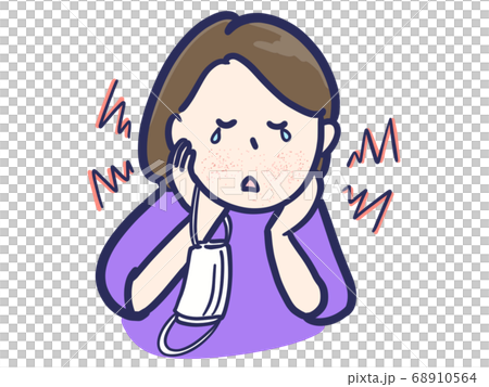 患有面膜皮疹的婦女 68910564