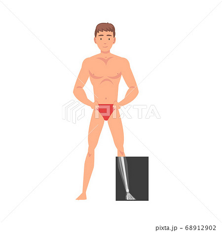 Young Man Standing in Undershorts Doing His Leg Roentgen Vector Illustration Young Man Standing in Undershorts Doing His Leg Roentgen Vector Illustration 68912902