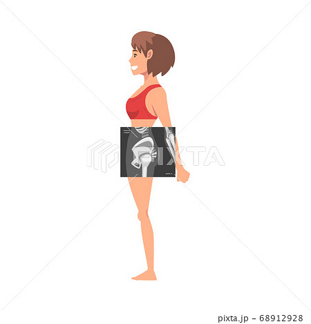 Thigh-bone X-ray Examination Vector Illustration. Young Woman Being Examined in the Hospital 68912928