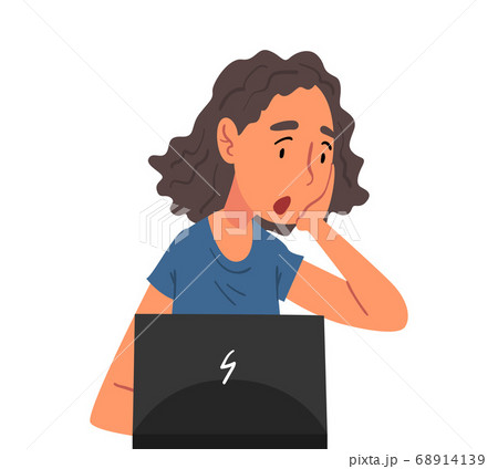 Stressed Female Office Manager Sitting In Front のイラスト素材 Stressed Female Office Manager Sitting In Front のイラスト素材