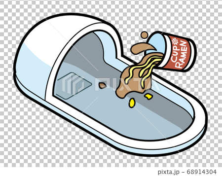 和式トイレに食べ残しのカップラーメンを捨てる 68914304