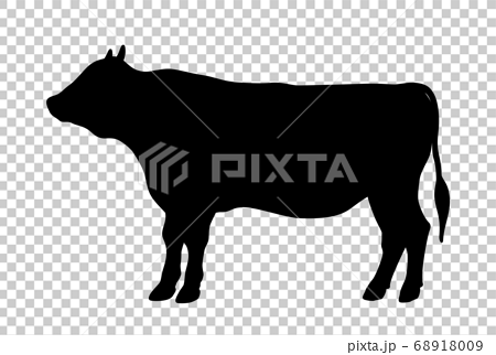 丑年 横向きに立つ牛のシルエットのイラスト素材