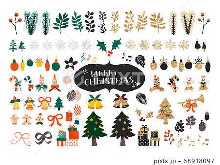 手描きのクリスマスイラストセット 68918097