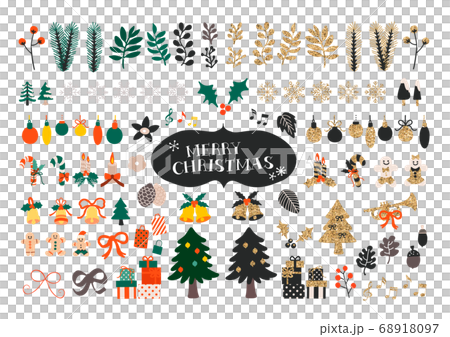手描きのクリスマスイラストセット 68918097