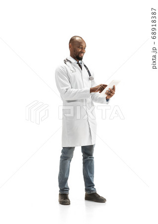 African-american doctor isolated on white background, professional occupation African-american doctor isolated on white background, professional occupation 68918387