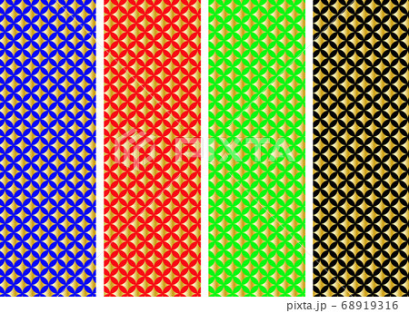 和柄素材　カラフルな七宝の模様　金色ベース 68919316