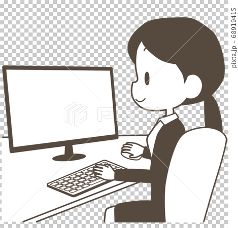 Woman in a suit operating a PC - Stock Illustration [68919415] - PIXTA