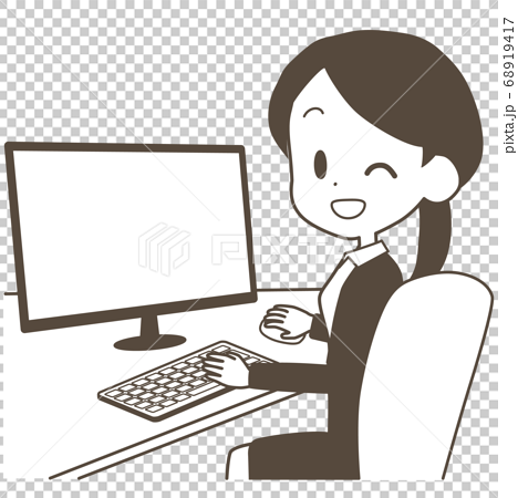 Woman in a suit operating a PC - Stock Illustration [68919417] - PIXTA