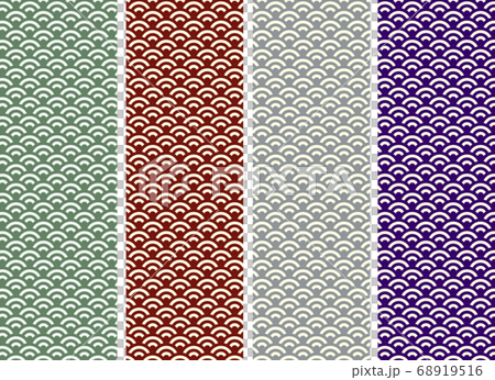 日式素材多彩的藍色海紋 68919516