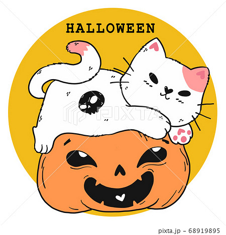 Cut File Cute White Fat Cat Play On Craved Smileのイラスト素材 6195