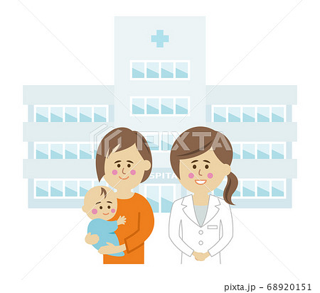 出産と病院のイラストイメージのイラスト素材 6151