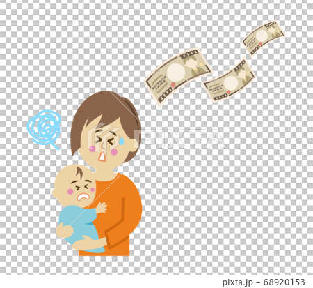 Illustration image that money decreased due to pregnancy and childbirth 68920153