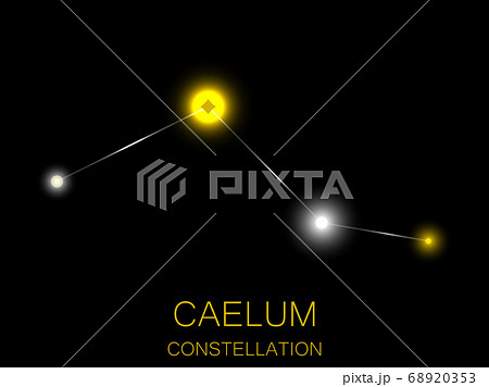 Caelum constellation. Bright yellow stars. Vector Caelum constellation. Bright yellow stars. Vector 68920353