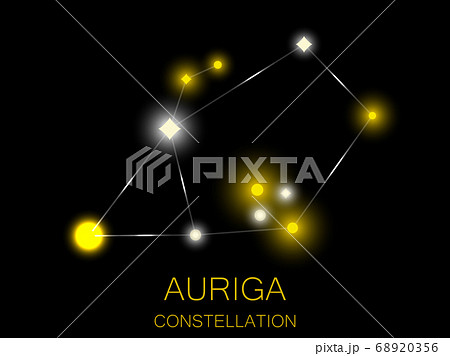 Auriga constellation. Bright yellow stars. Vector Auriga constellation. Bright yellow stars. Vector 68920356