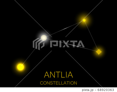 Antlia Constellation. Bright yellow stars. Vector Antlia Constellation. Bright yellow stars. Vector 68920363
