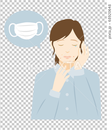 Illustration of a woman who got rough with a mask 68920648