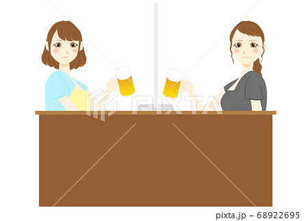 飛沫感染防止パネル　食事　女性 68922695