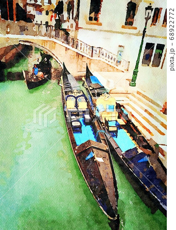gondolas parked in one of the small canals in the historic center of Venice gondolas parked in one of the small canals in the historic center of Venice 68922772