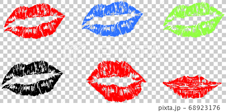 キスマーク、カラフルな唇のマークのイラストのイラスト素材 [68923176] - PIXTA