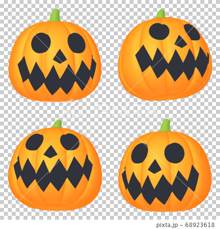 ハロウィン カボチャのお化け プラスチックカラー（2） 4点セットの