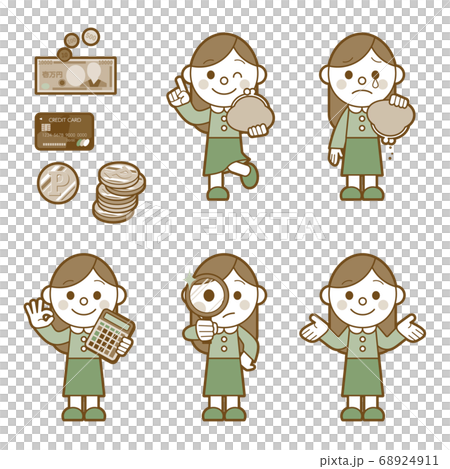 若い女性 お金 管理 シンプルのイラスト素材