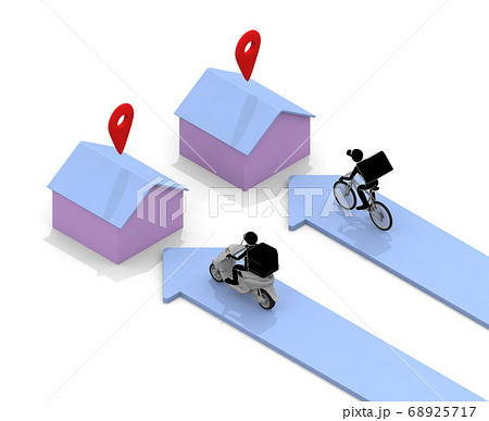 フードデリバリーの仕事。食事を届ける。バイクで配達する。自転車で配達。 68925717