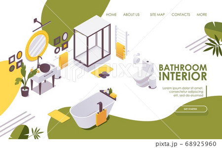 Vector isometric landing page of bathroom without Vector isometric landing page of bathroom without 68925960